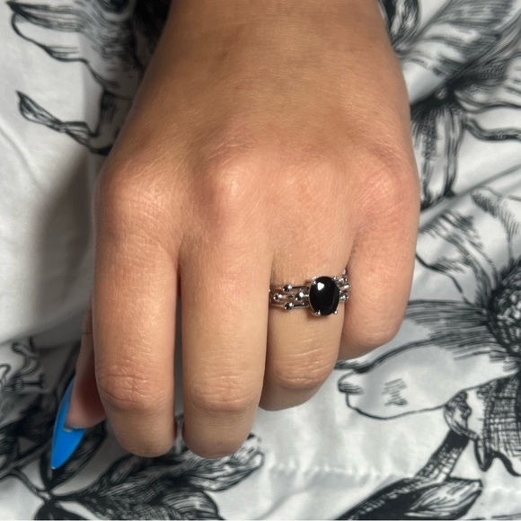 - 🖤Beautiful 925 Sterling Silver Black Obsidian Layered Ring - Picture 10 of 16